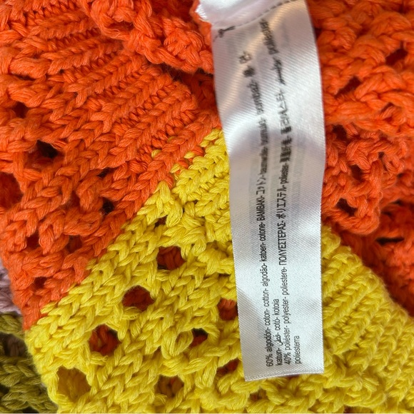 Zara Oversized Colorblock Patchwork Crochet Chunky Knit Granny Square Sweater S - Picture 11 of 15